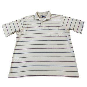 Pendleton Country Traditionals Polo Golf Shirt Men's Size XL White Striped